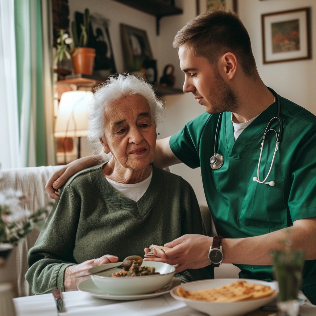 Nurse taking care of elder