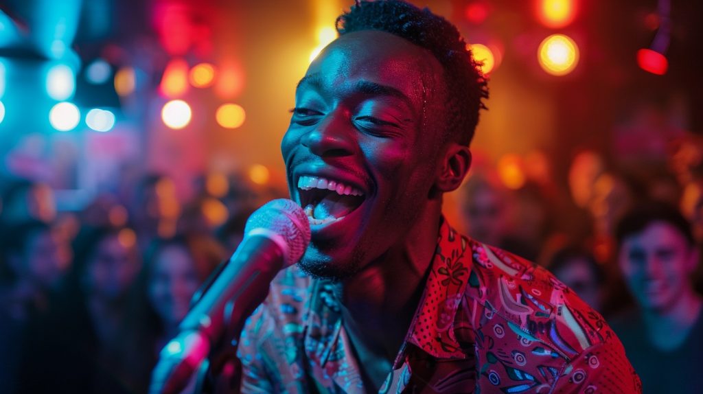 Guy singing in ln live